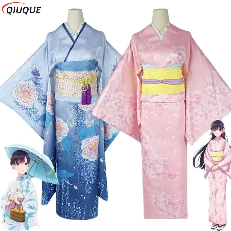 Anime My Happy Marriage Saimori Miyo Cosplay Costume Japanese Kimono Pink Blue Dress Outfit Woman Kawaii Halloween Suit