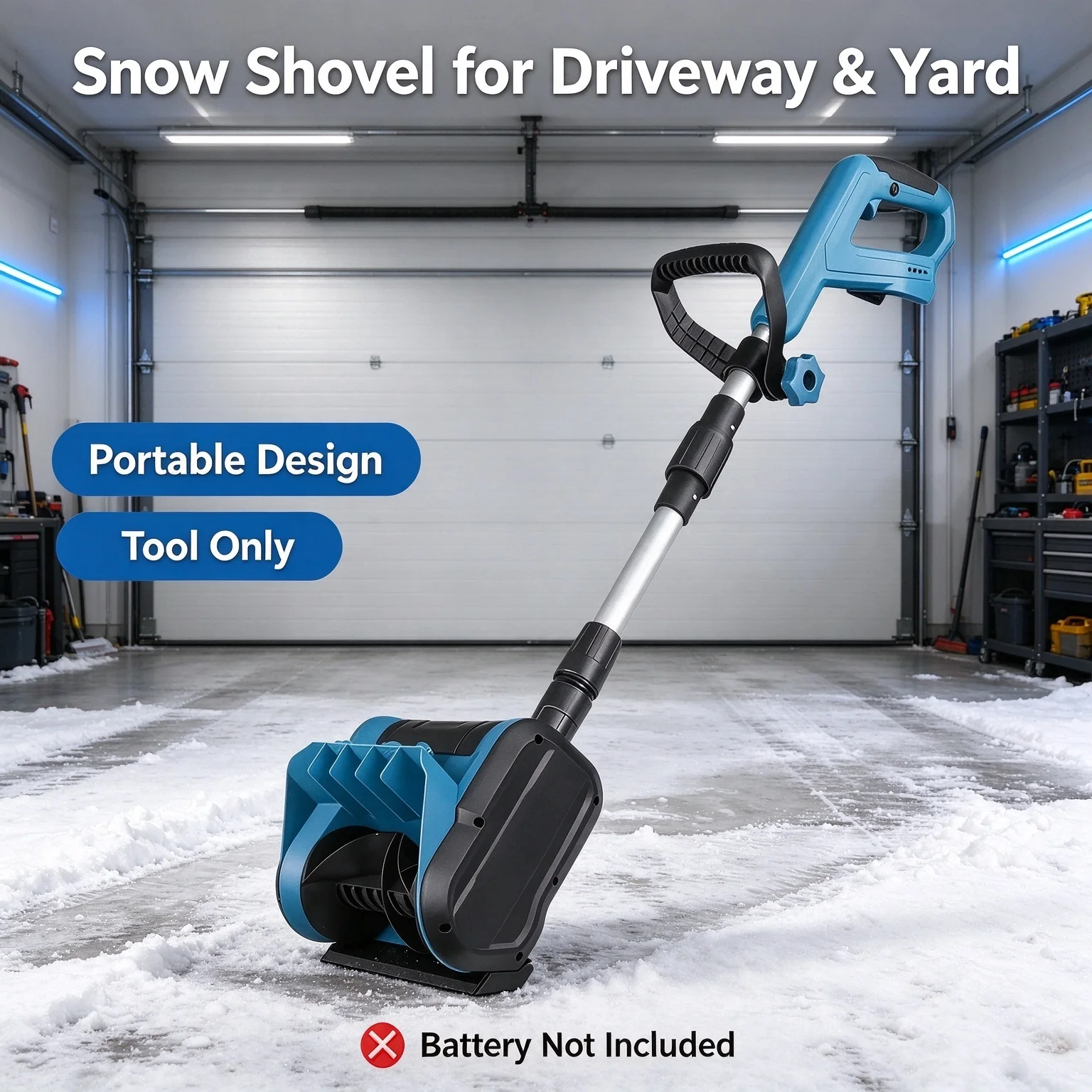 21V Cordless Electric Snow Shovel Handheld Snow Remover with Telescopic Handle for Yard Driveway