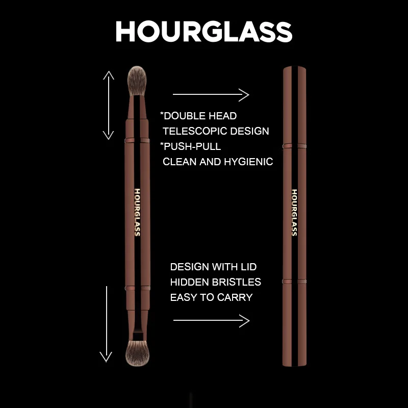 Hourglass Multifunctional Makeup Brush, Double-ended Eye Retractable Brush for Eyeshadow Makeup