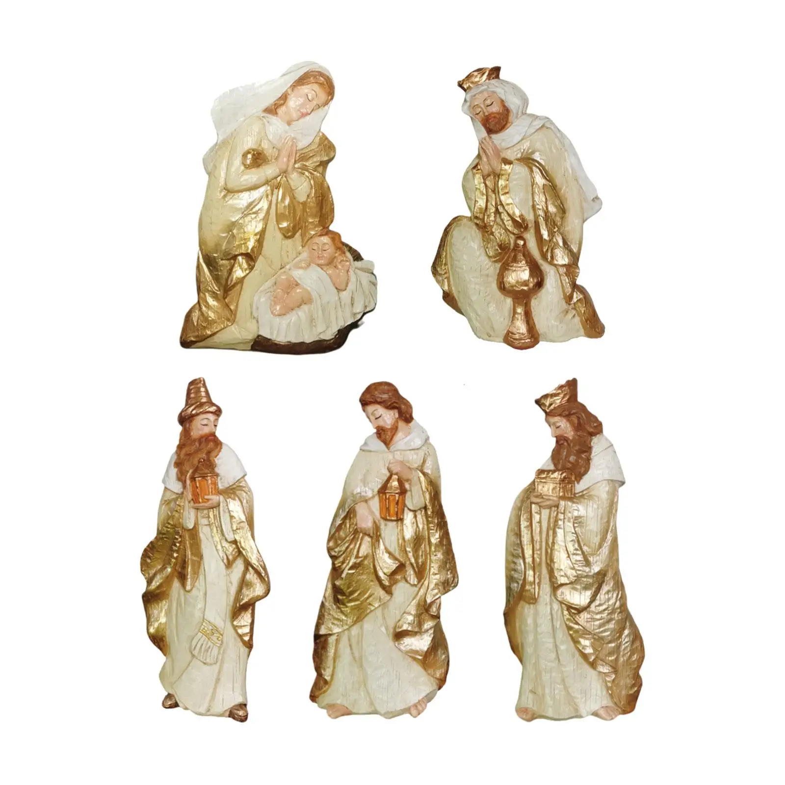 5 Pieces Jesus Birth Scene Nativity Scene Figurine Countertop Statue Gifts Resin Home Decorating Christmas Nativity Scene Set