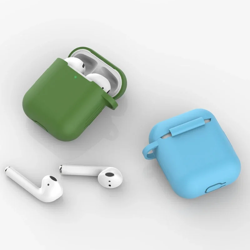 

Silicone Funda With Hook For Apple Airpods 1/2 Wireless Headphone Cover For airpods 2 case Box Bags Shockproof Earphone Cover