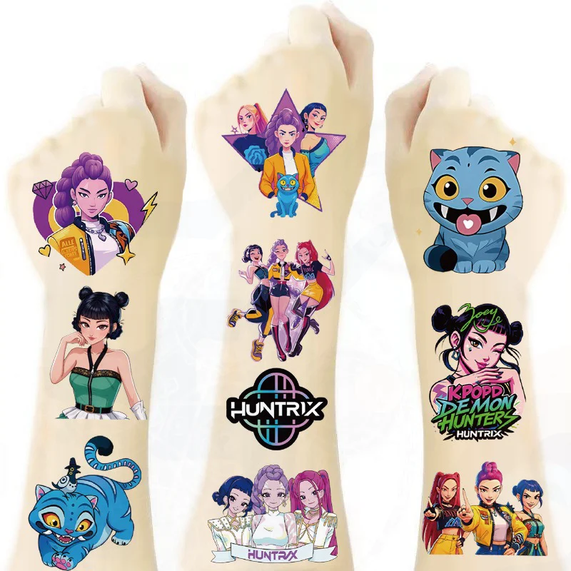 1 مجموعة جديدة الكرتون Kpop شيطان الصيادين المؤقتة الوشم ملصق رومي لطيف مقاوم للماء الوشم لهدية حفلة مضحكة #2