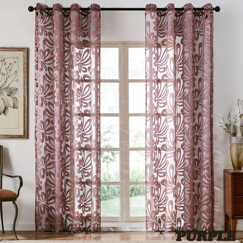 

European Jacquard Curtains for Living Room Dining Bedroom Glass Weaving Villa Windows Printed Pastoral Style Small Fresh