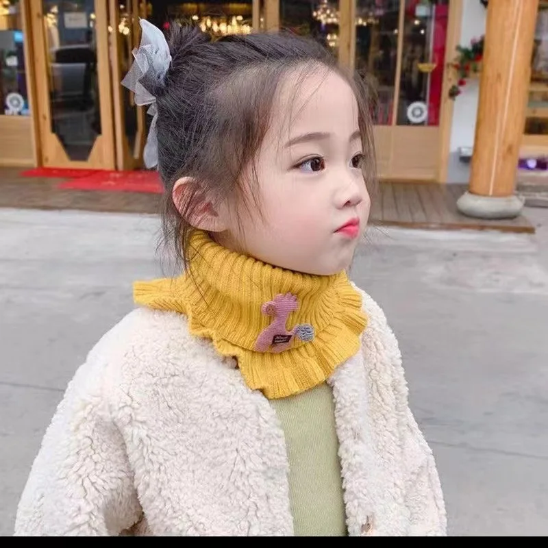 ผ้าพันคอสำหรับเด็กในฤดูหนาว, ผ้าพันคอกันลม, ผ้าพันคอถักนุ่มหนา, สไตล์ฤดูใบไม้ร่วงและฤดูหนาวใหม่สำหรับเด็กผู้หญิง