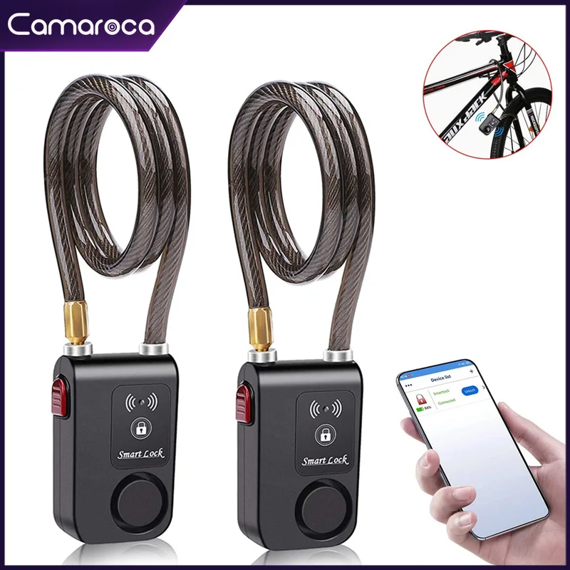 Camaroca Bluetooth Bike Lock Alarm Waterproof Burglar Motorcycle Vibration Bike Alarm Lock APP Control Security Protection