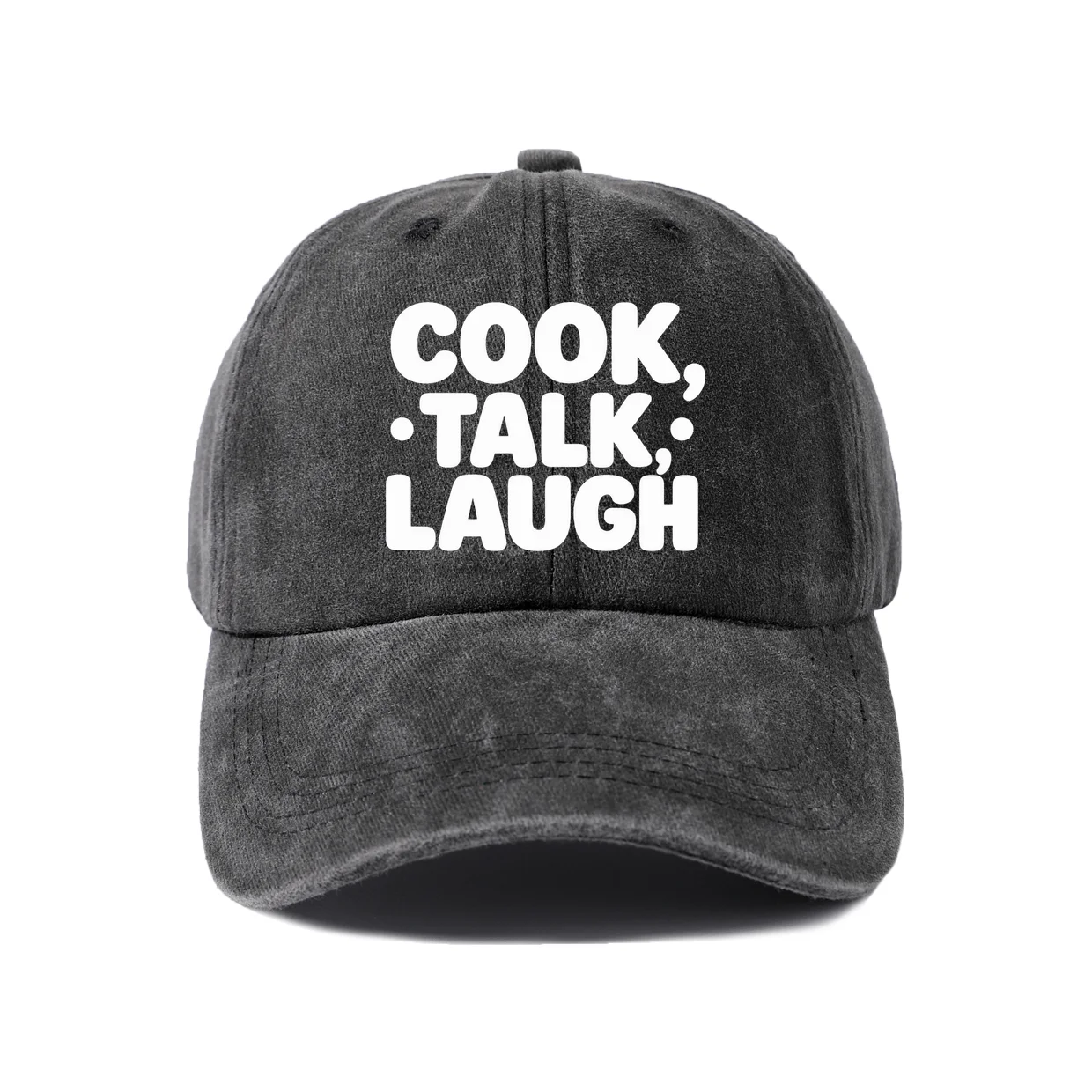 Cook Talk Laugh Graphic Vintage Washed Baseball Cap, Adjustable Unisex Dad Hat, Casual Gift