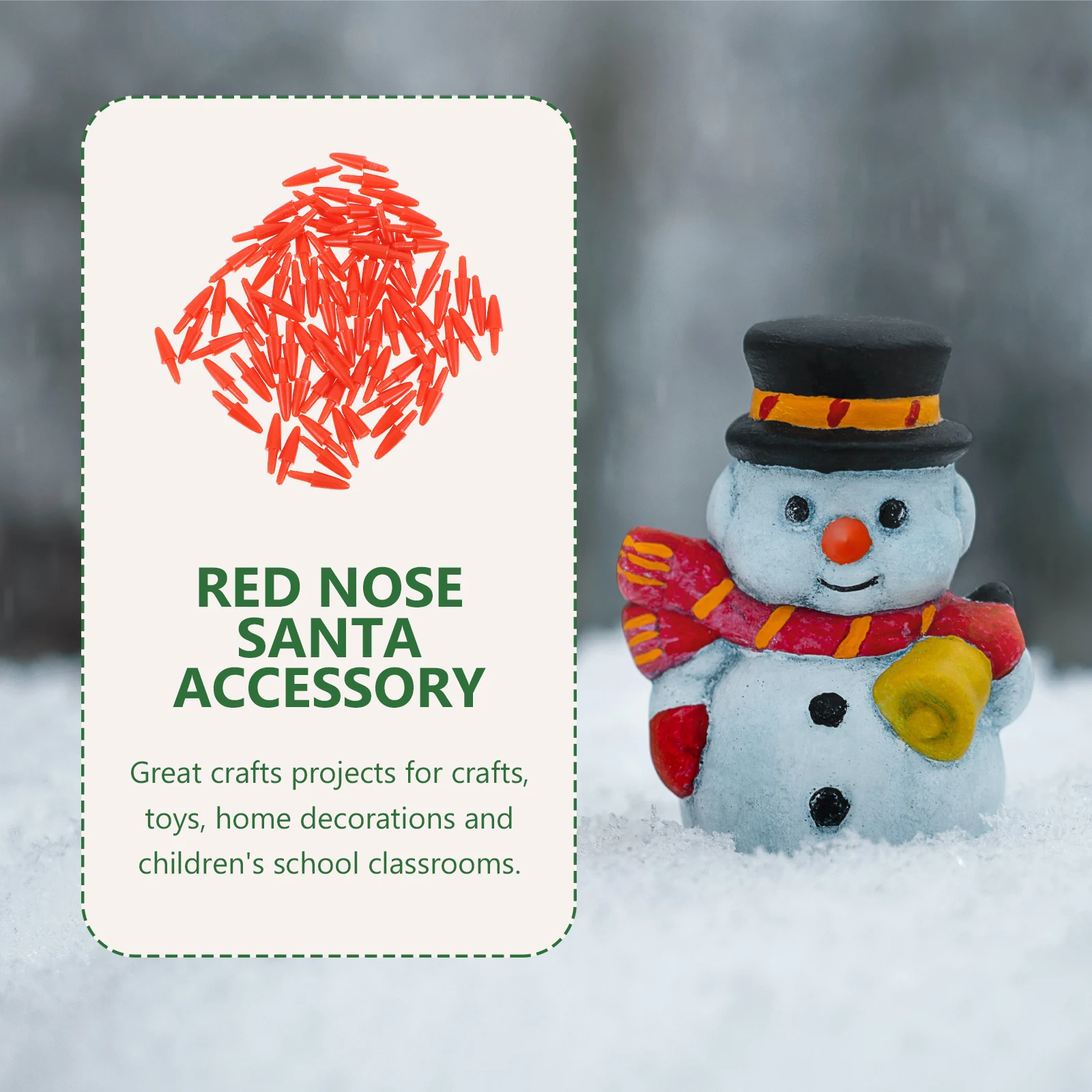 

300 Pcs Red Plastic Noses for DIY Santa Claus Crafts Christmas Accessories Snowman Toy Noses Cartoon Projects Home Decor Kids