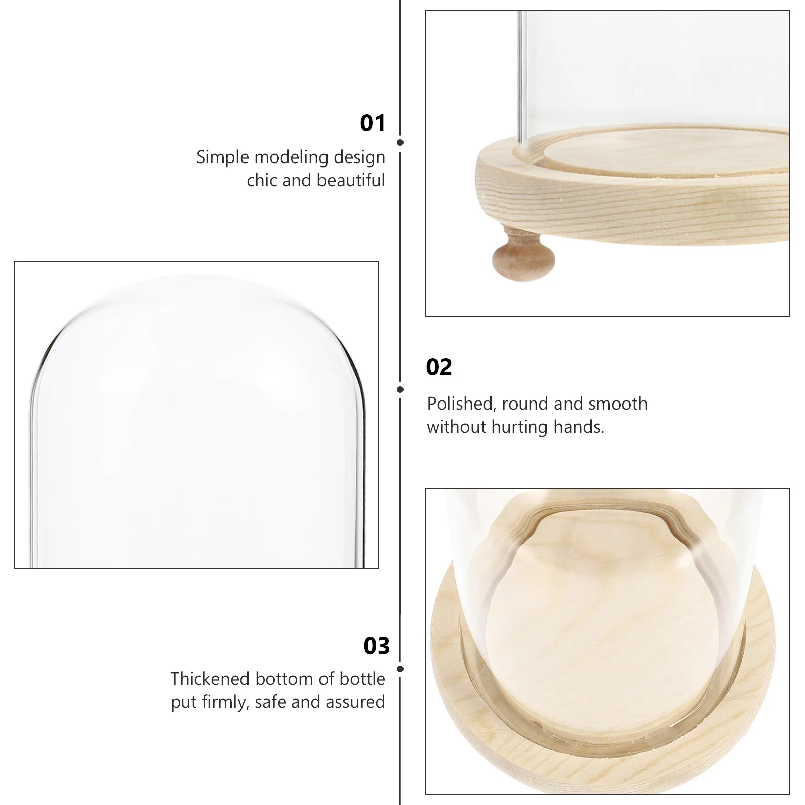 

1Set Preserved Flower Glass Cover Compact Size Creative Indoor Outdoor Decor Elegant Flower Protector Desktop Decor