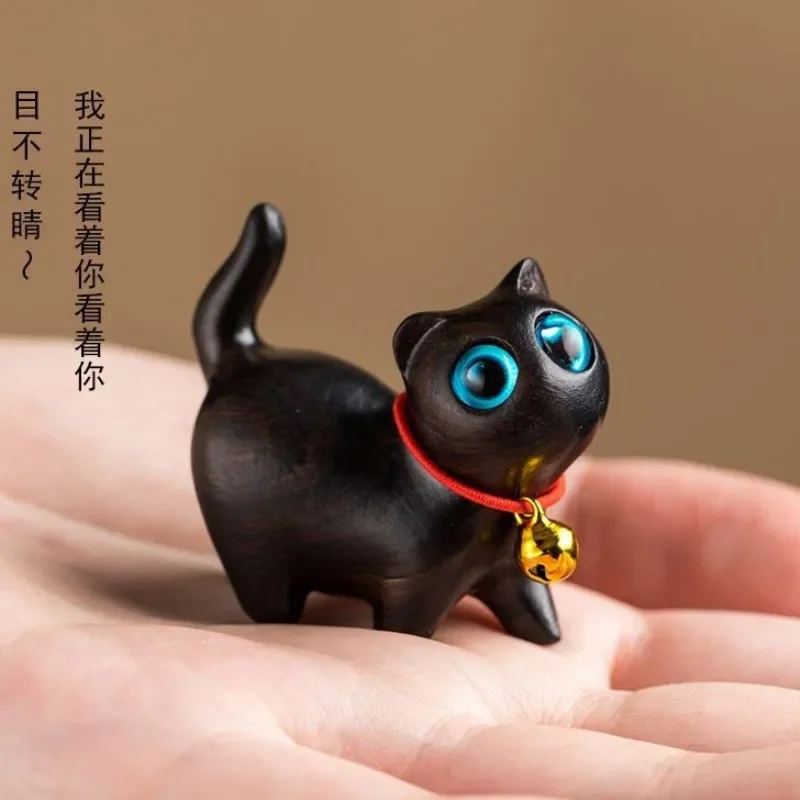 

Green Sandalwood Black Sandalwood Cute Cat Ornaments Animal Creativity Wooden Carving Ornaments