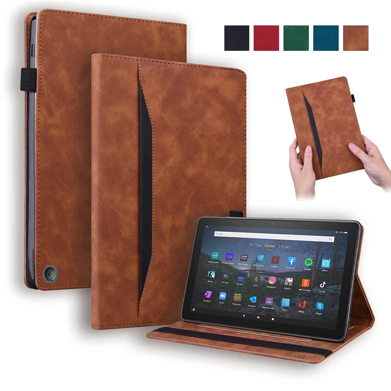 Luxury Leather Tablet Cover For All New Fire HD 10 2021 Case Wallet Flip Cover For Fire HD 10 Plus Kindle Fire HD 10 Case 2021