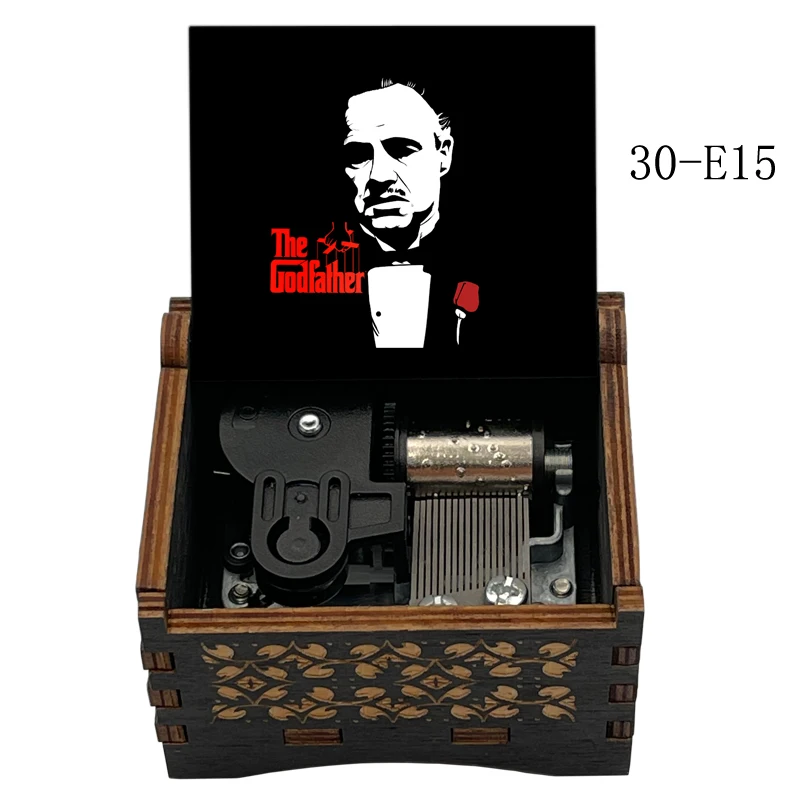 The Godfather Popular Movie Wooden Music Box Speak Softly Song Vintage New Year Christmas Gifts Movie Fans Souvenir