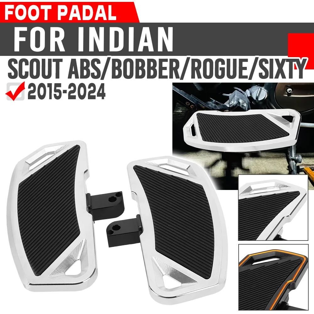 

For INDIAN SCOUT 15-24 Sixty Rogue ABS Bobber Twenty Motorcycle Footrest Passenger Floorboards Rear Footboard Anti-Slip Footpegs