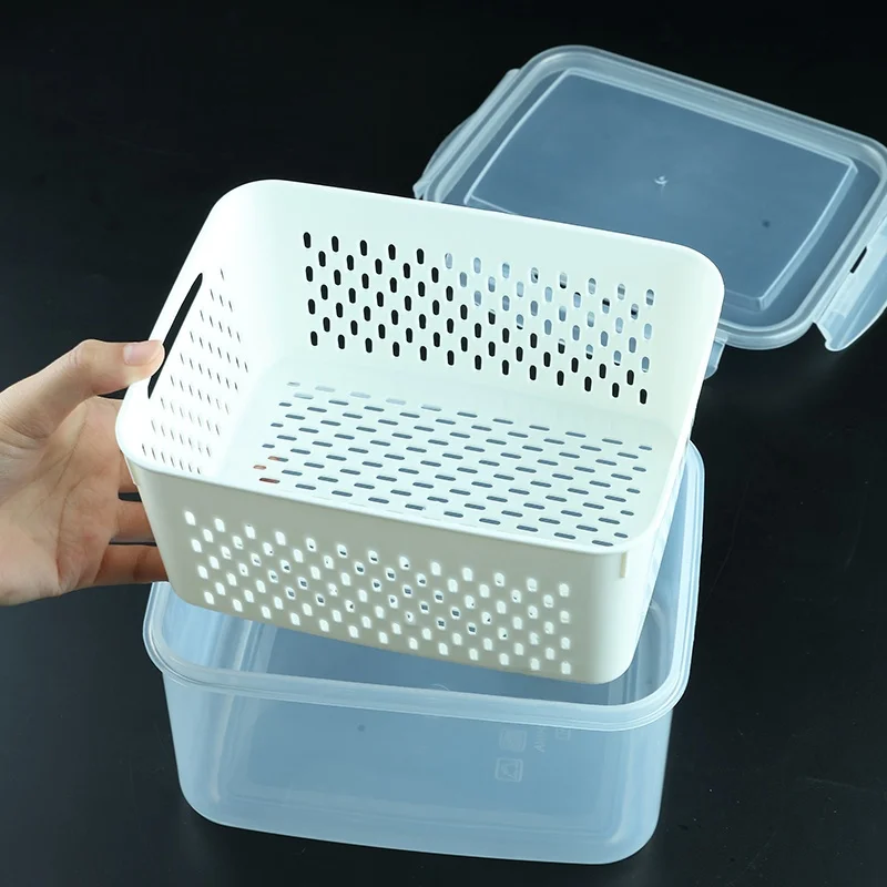 

Универсальный ящик для хранения продуктов, прямоугольный сливной дизайн, подходит для микроволнового отопления Frie, идеально подходит для хранения различных продуктов питания