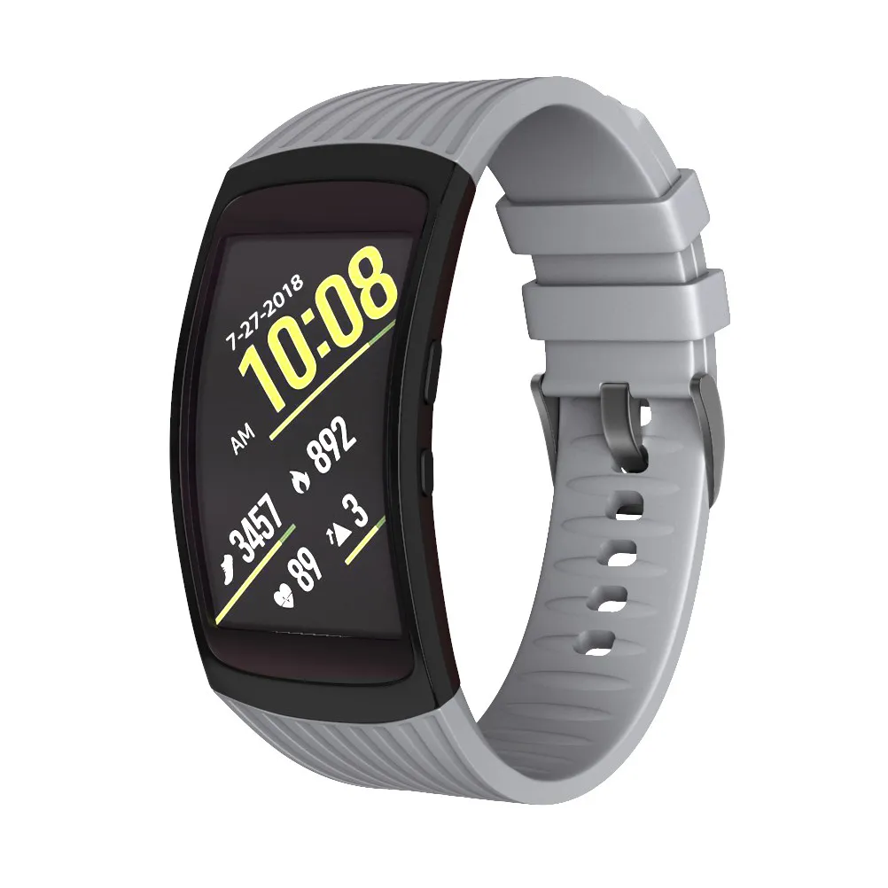 Silicone Watchband Replacement Grey L Size Flexible Soft Comfortable Strap for Smart Watch Sport Work Travel Wrist Band