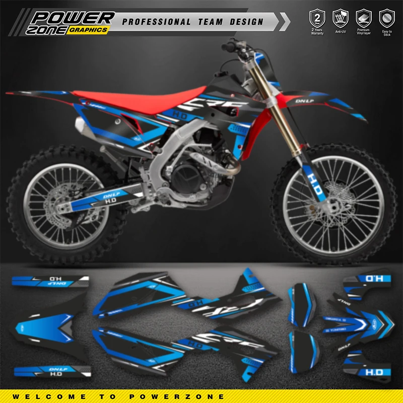 PowerZone Full Graphics Background Decals Stickers Kit For HONDA 2021 2020 2019 2018 CRF250RX 2020 2019 2018 2017 CRF450RX 006