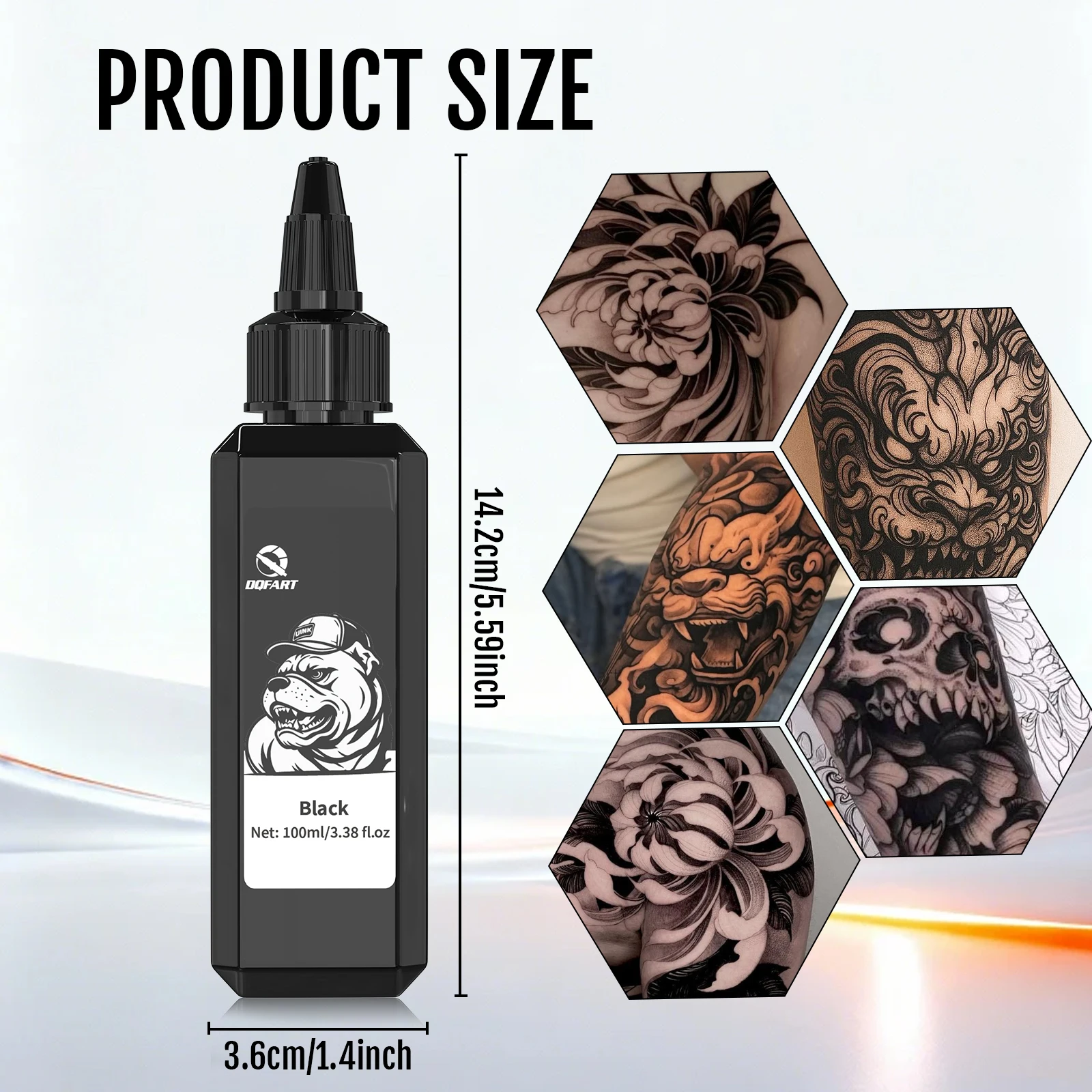 100 ml/Flasche Schwarz/Dreifachschwarz/Super Schwarz Tattoo-Tinte, professionelles Tattoo-Pigment, Tattoo-Tinte für Haut- und Körperkunst, für Tattoo-Zubehör – Detail 6