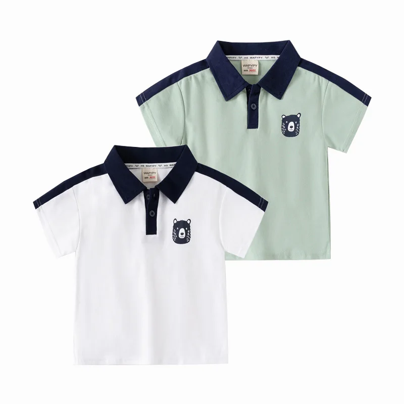 

Cute Bear Children Polo T-shirts Summer Cotton Toddler Kids Tops Tees Boys Clothes