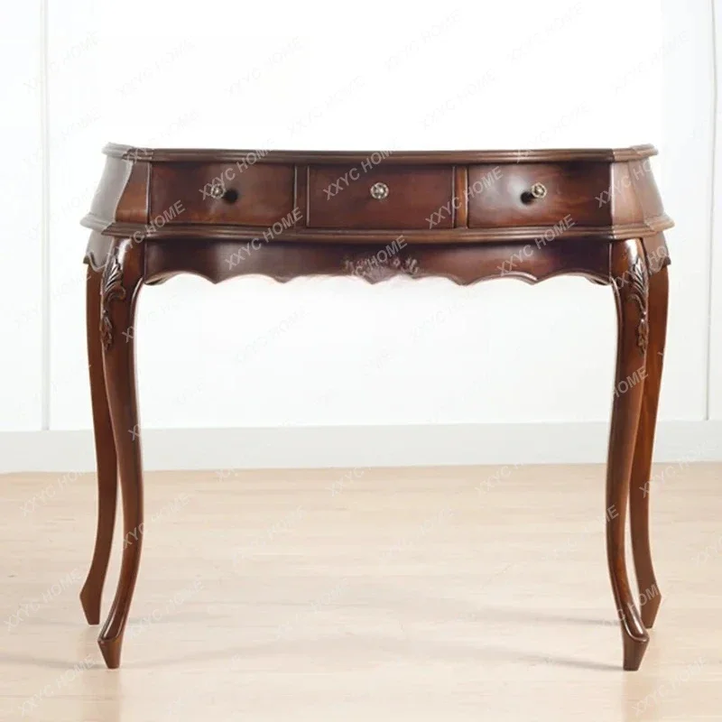 Y Entrance table peach blossom core wood carving flower French entrance table American small apartment ultra-narrow corridor tab