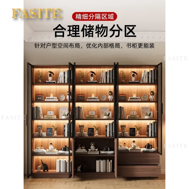 For Medieval Display Wine Cabinet Household Living Room Integrated Whole Wall Against The Wall Figure Bookshelf Bookcase With