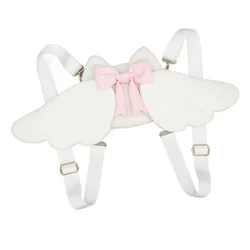 Girls Angel Wings Plush Backpack Japanese Y2k Kawaii Cute Lolita JK Uniform Cosplay Bag For Party/ Birthday Gift/ School Handbag