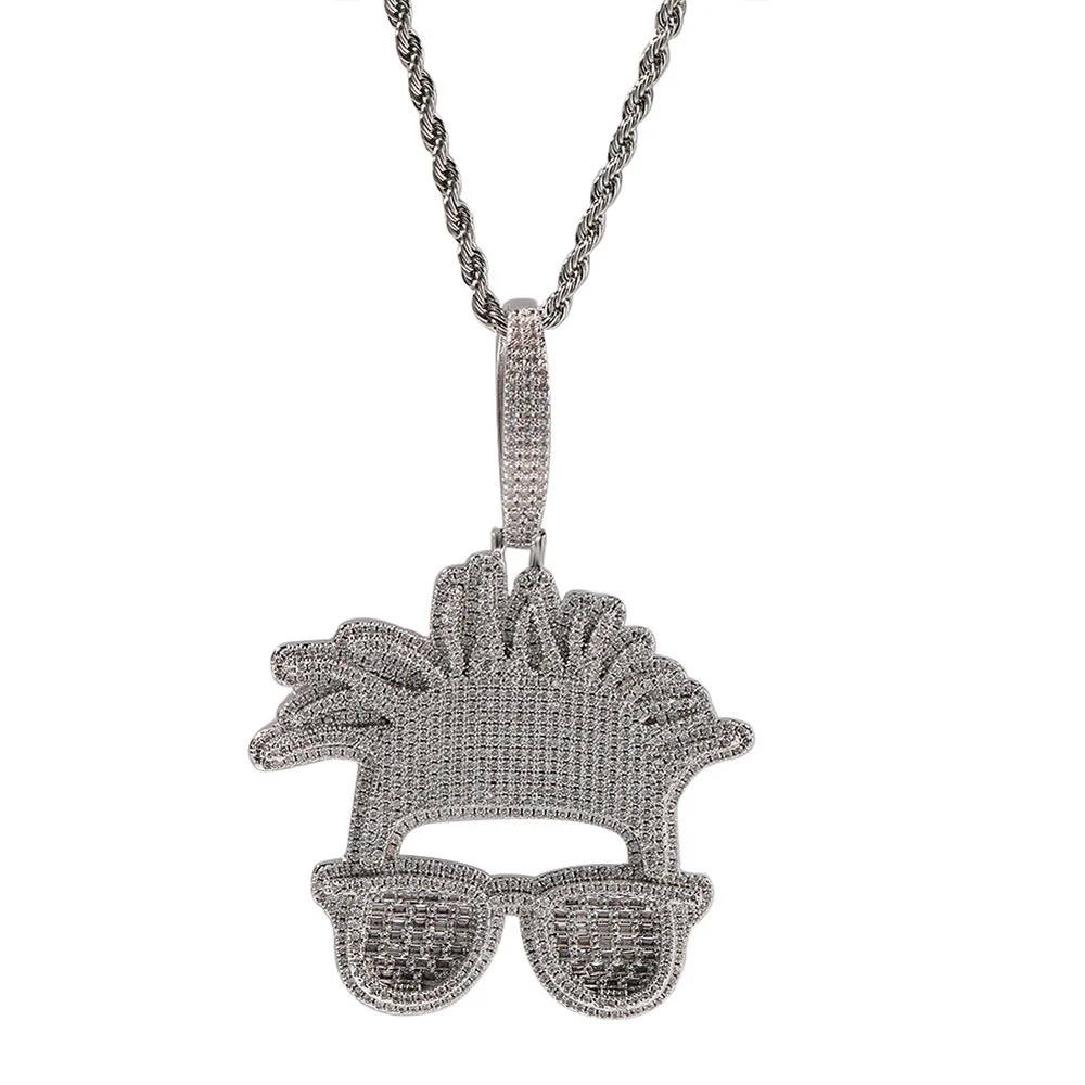 

Хип-хоп 3A + CZ Stone Paved Bling Ice Out Крутые солнцезащитные очки Рэпер Аватар Подвески Ожерелья для мужчин Рэпер Ювелирные изделия Прямая доставка