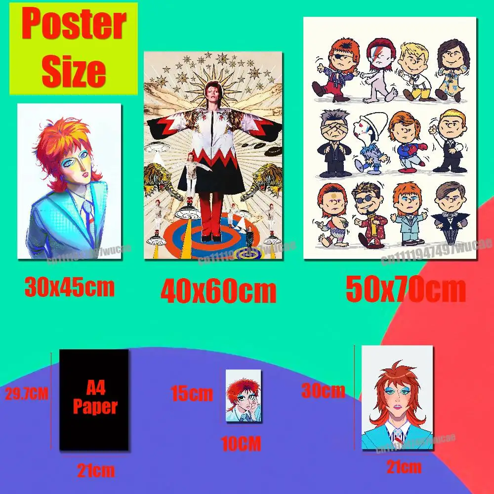 For D-David Fanart B-Bowie Poster Cover Wall Sticker Bedroom Custom Self-adhesive Decoration Fans Playbill