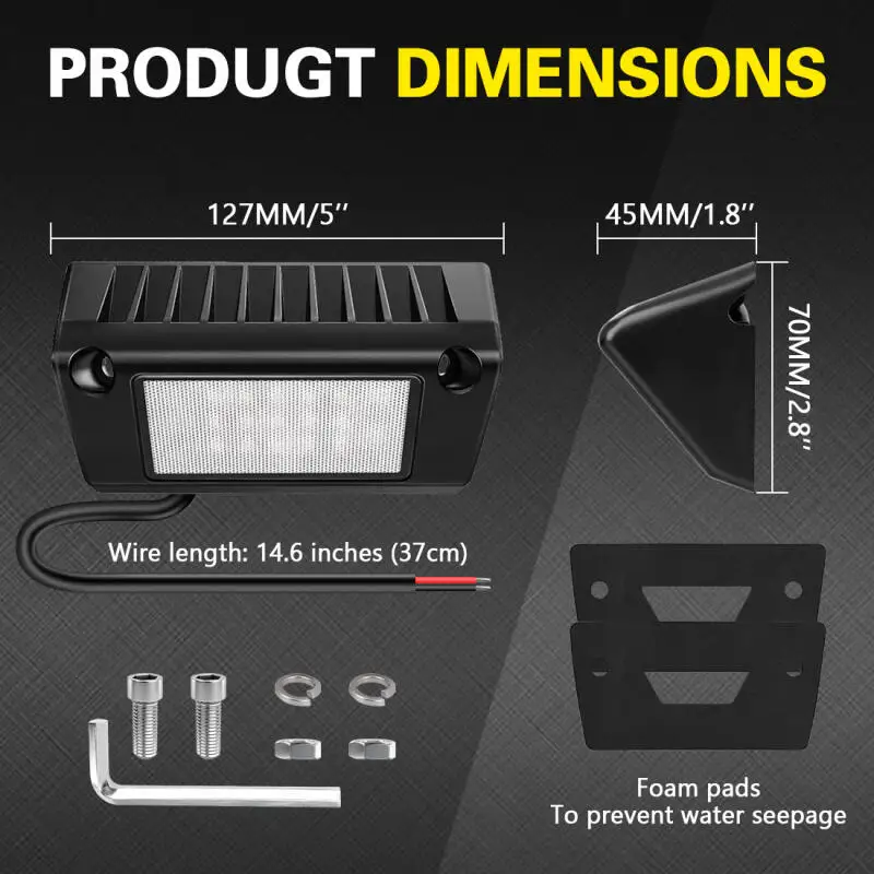 Aluminum 5 Inch 45w Exterior Utility Light Led Outdoor Camper Lights RV Porch Light for RVs Trailers Campers RV Led Porch Light