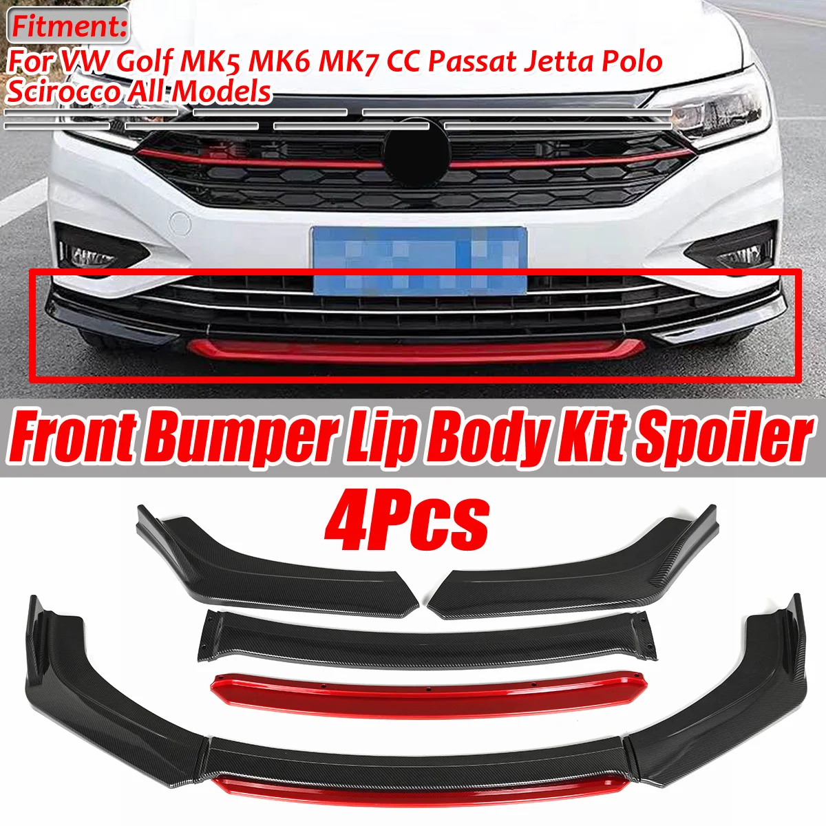 New Universal 4xCar Front Bumper Splitter Lip Spoiler For Mazda 3 Axela 6 Atenza For Ford For Mustang For Focus For BMW For Benz