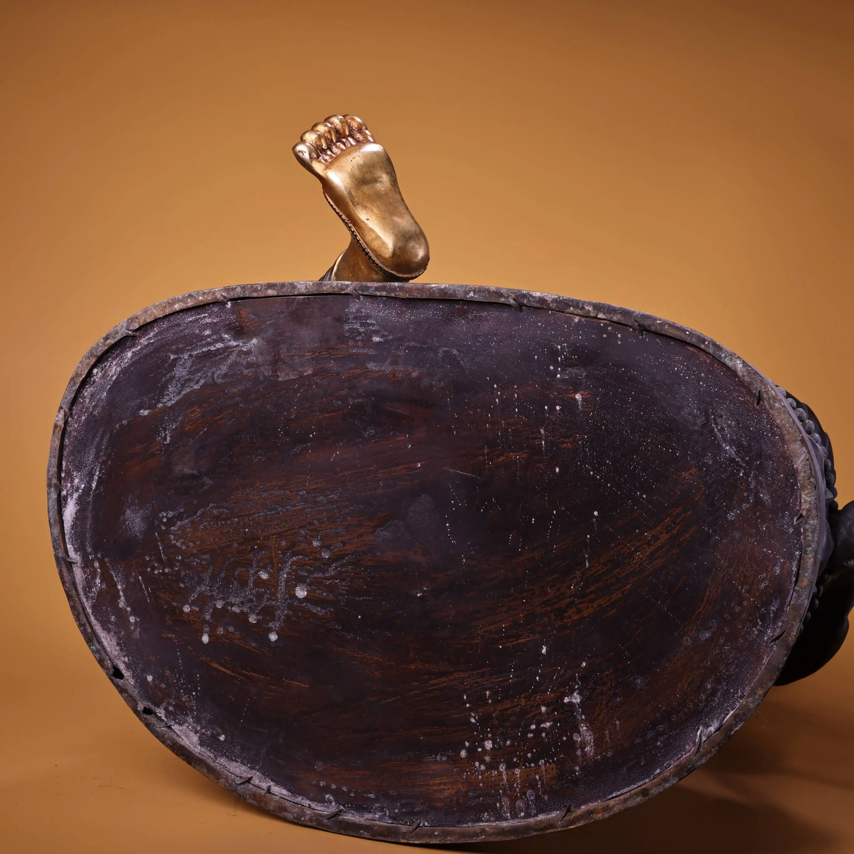 

23"Nepalese folk Old Bronze Gilded Cinnabar High Relief Green Tara Sitting Buddha Lotus Terrace Worship Hall