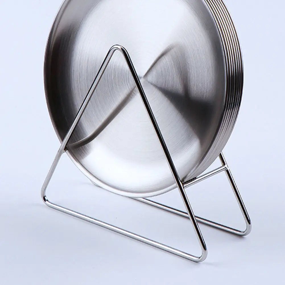 

Triangle Metal Plate Stand Smooth Surface Non Scratch Dish Holder for Home Kitchen Banquet Holiday Decoration Plate Display Rack