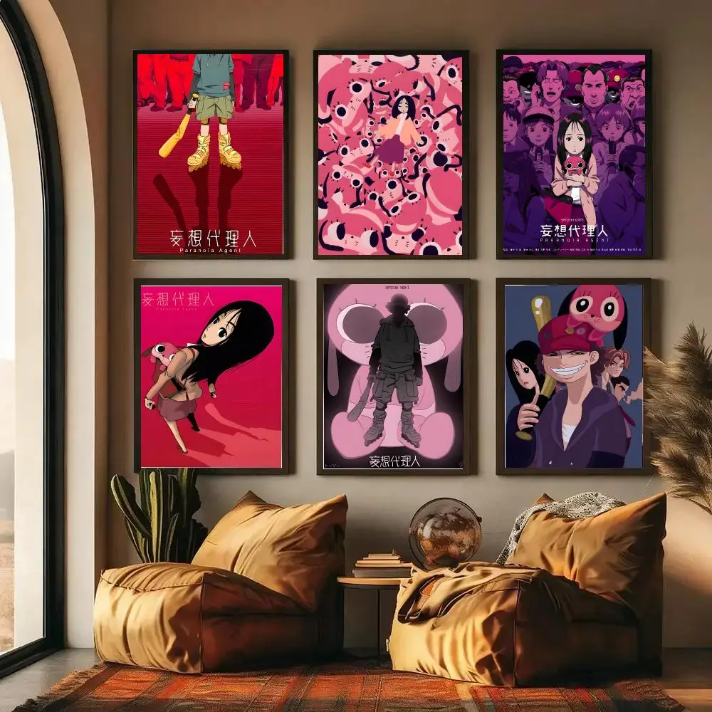 Anime P-Paranoia Agent Whitepaper Poster Self-adhesive Art Waterproof Paper Sticker Coffee House Wall Decor