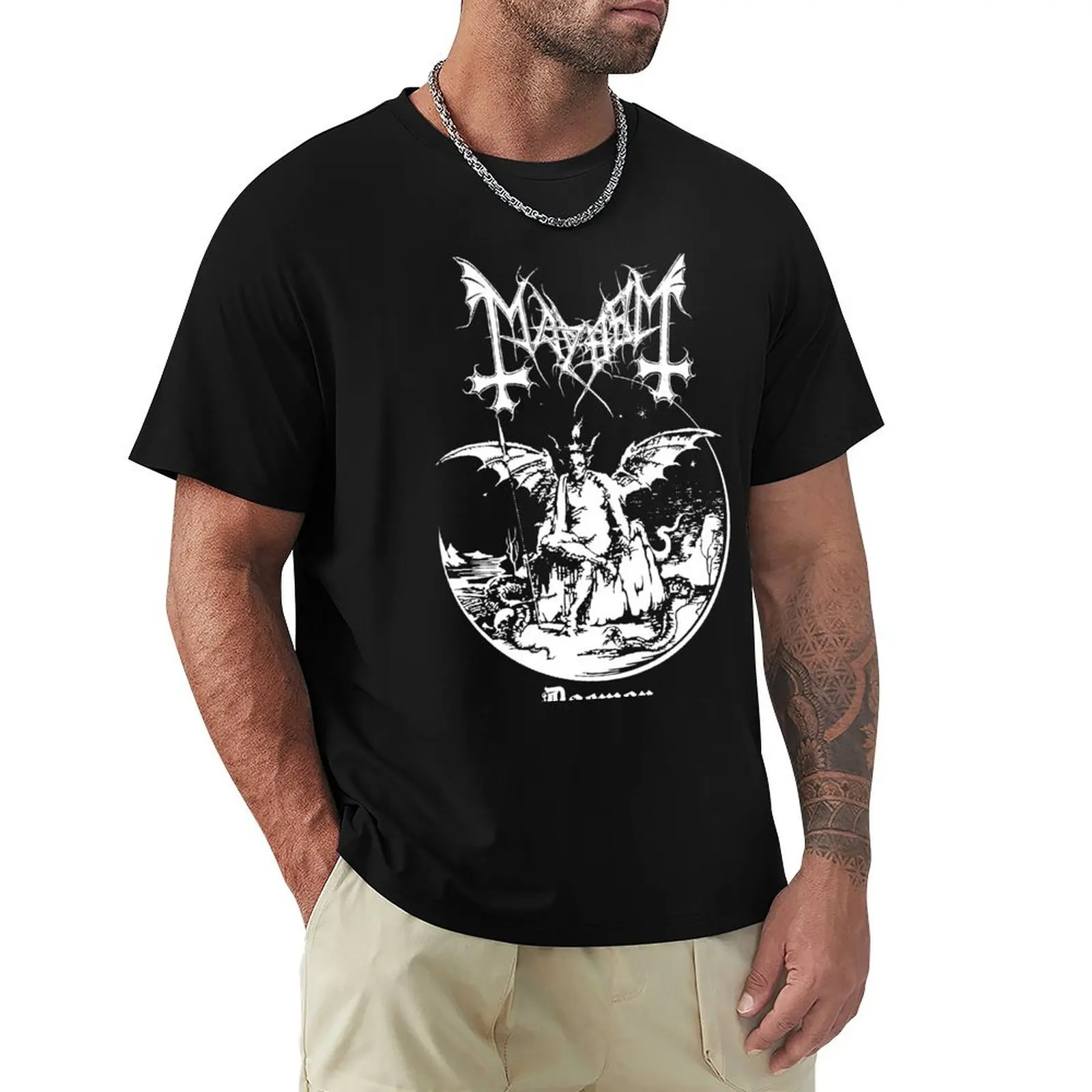 Mayhem - Norway Band - Original Logo - Fanart Daemon Album Cover T-Shirt Big Size Daily Wear T-Shirt