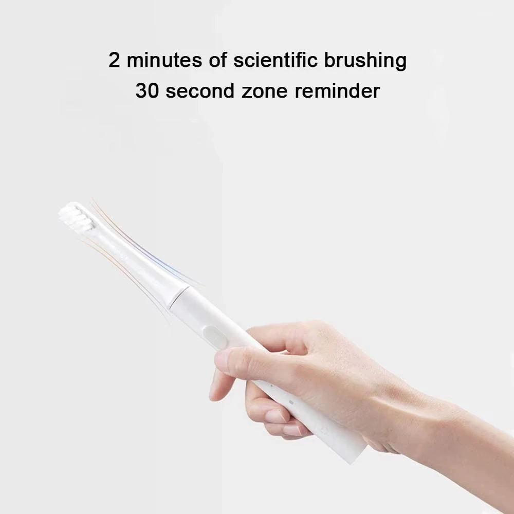 Xiaomi mijia sonic escova de dentes elétrica t100, bateria de 30 dias, vibração de 16500rpm, usb recarregável ipx7 escovas de dentes à prova