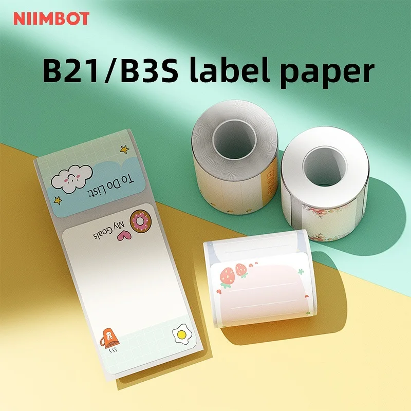 NiiMBOT B1/B21/B203/B3S Color Cute Label Paper Waterproof Name Stickers Diy Label Printer Stickers Household Storage Label Paper