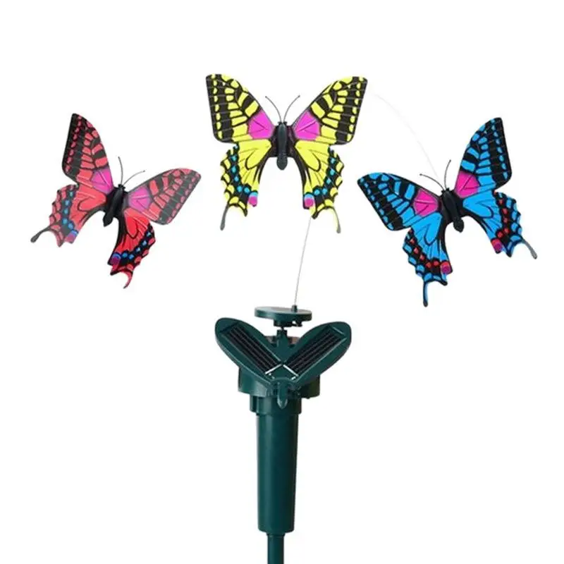 Solar Powered Fluttering Butterfly Set Realistic Colorful Wings Energy Saving For Outdoor Garden Decoration