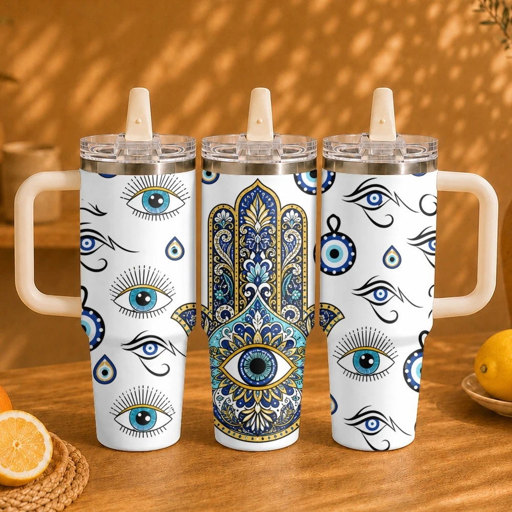 Egyptian Art Symbols Vacuum Flasks 40oz Vacuum Insulated Travel Mug - Stainless Steel Straw Cup Lid