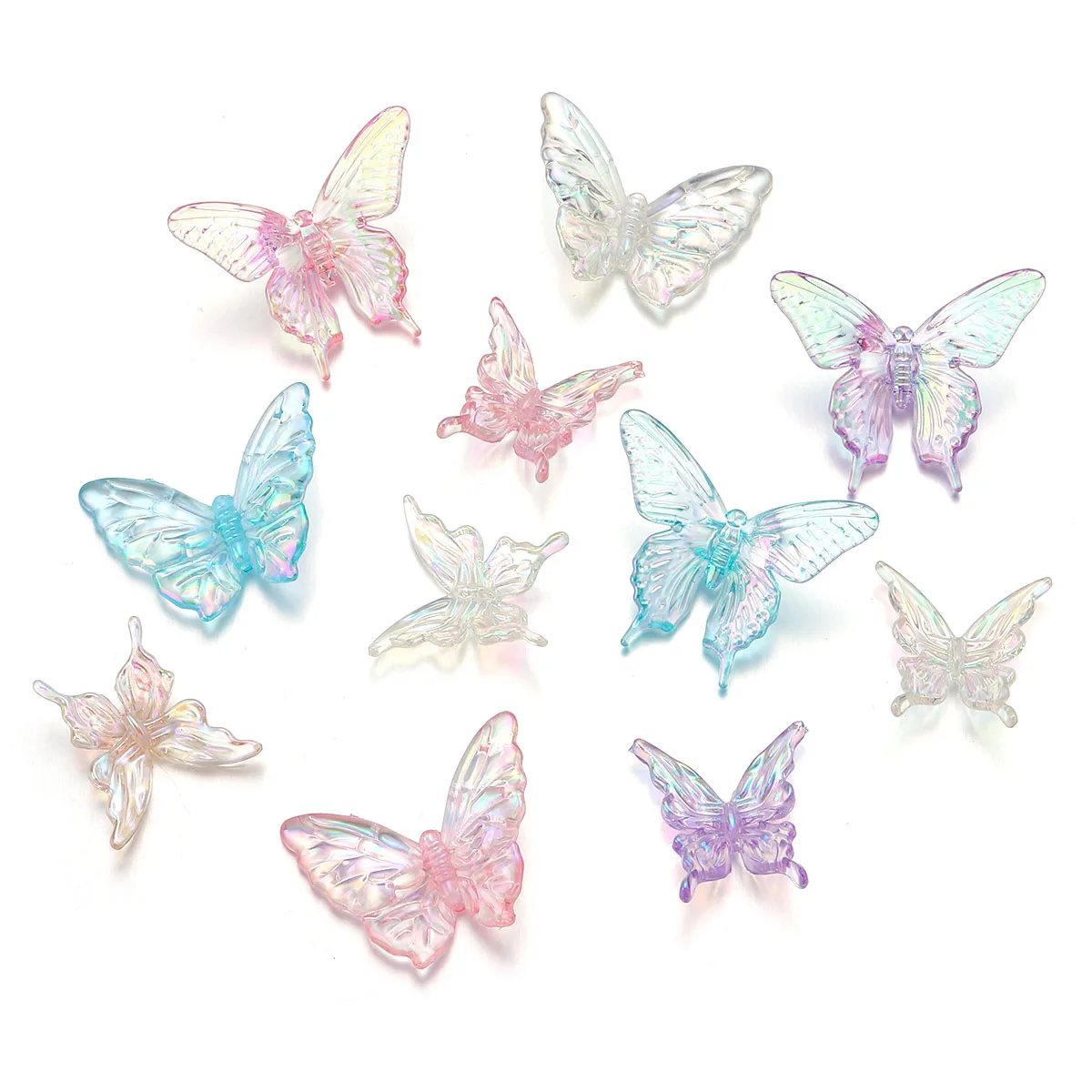 10pcs Plated Color Acrylic Butterfly Beads Loose Spacer Bead Charms For Jewelry Making DIY Necklace Earring Phone Chain Keychain image 3
