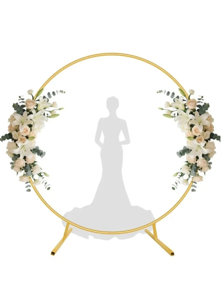 2,2 m Abnehmbarer, aufsteckbarer runder Metallbogenständer in Gold für Hochzeiten, Geburtstagsfeiern, Babypartys und Gartendekoration