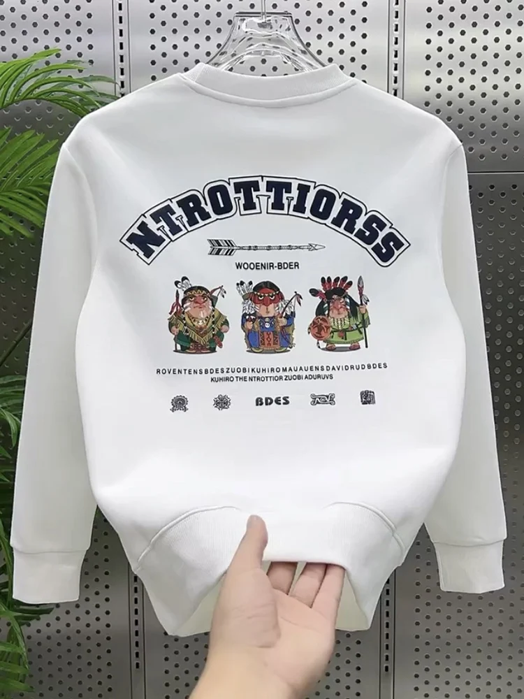 

Indian Print Long Sve Hoodie T-irt Men's round Ne Casual Faion Youthful Autumn Winter Cotton Polyester Blend