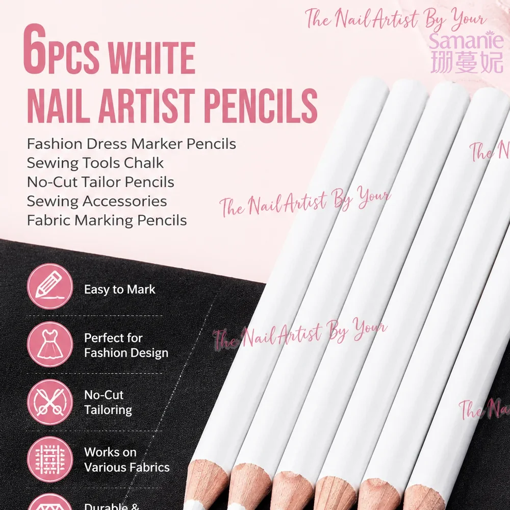 6pcs White Tailor Pen Fashion Dress Marker Sewing Tools Chalk Cut-free Tailor Garment Pencil Sewing Accessories Fabric Pencils