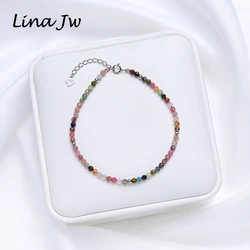 손에 3MM 천연 돌 구슬 팔찌 여성을위한 925 스털링 실버 팔찌와 럭셔리 보석 선물 도매 세공 심장