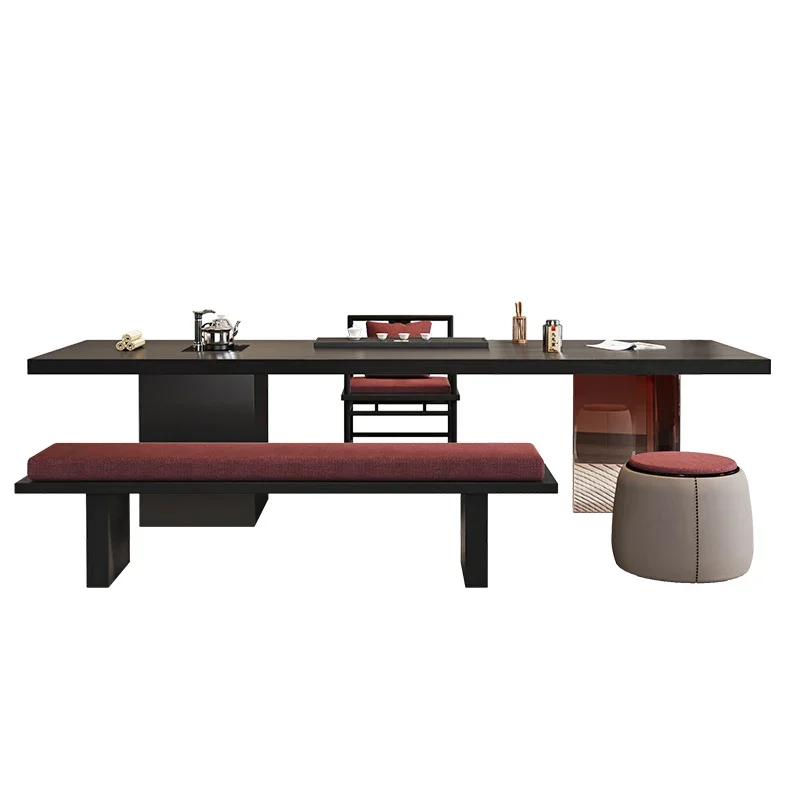 

Tea table and chair combination household small tea table black desk acrylic balcony tea table desk