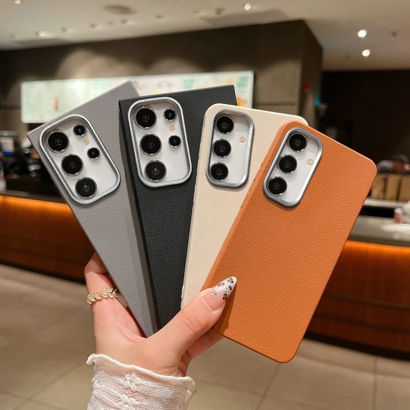 Leather Texture TPU Case For Samsung Galaxy S25 Edge S24 Ultra S23 FE S22 Plus A56 A16 A55 A15 A35 A36 A25 A26 A53 A54 5G Cover - náhled 2