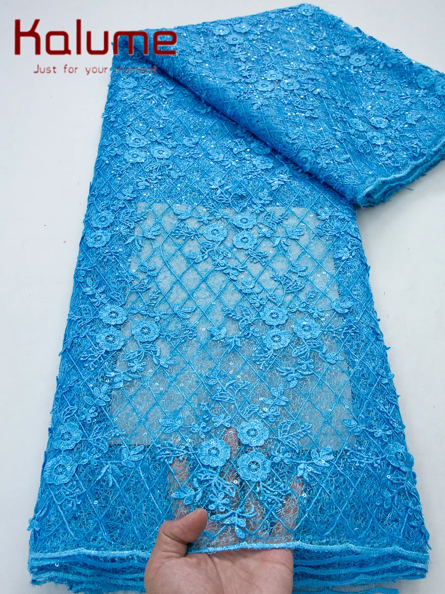 

Kalume Latest French Net Lace Fabric 2026 High Quality African Luxury Sequins Tulle Lace Fabric Nigerian For Wedding Party Dress