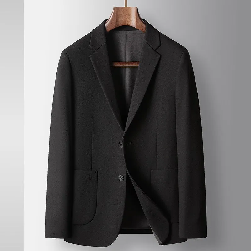 

Men's Casual Bla Single-Button Suit Jaet Lightweight Luxury Busin Sle Spring Autumn Faionable for Middle-Aged Youth