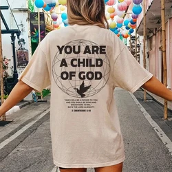 Back Print Harajuku Streetwear Bible Verse T-Shirt Women Trendy Jesus Faith Graphic Tee Unisex Christian Clothing Religious