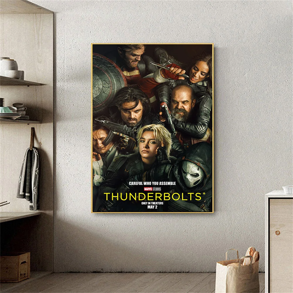 THUNDERBOLTS 2025 فيلم ديزني ملصق جدار الفن الحديث بسيط قماش اللوحة يطبع لغرفة المعيشة غرفة نوم ديكور منزلي أنيق