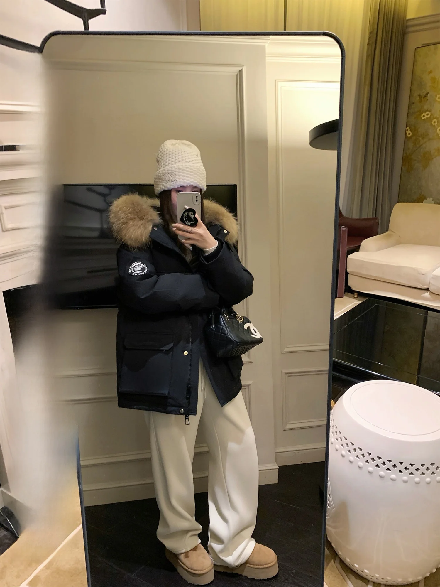 

Женская парка Hhi, белая, с пуховым наполнителем, теплая, ветрозащитная, с воротником из искусственного меха, рабочая одежда, зимняя верхняя одежда, длинный рукав, на молнии