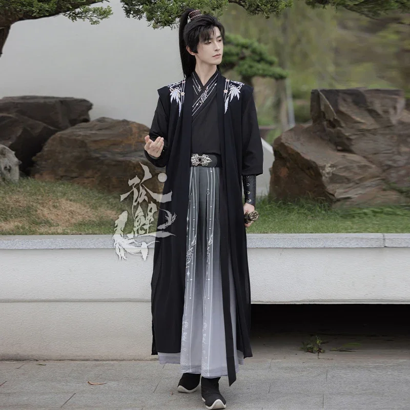 Hanfu tradicional chino para hombres, vestido de espadachín antiguo, batas, disfraz de cosplay, fiesta, kimono de Halloween, vestido folclórico Hanfu de la dinastía Han