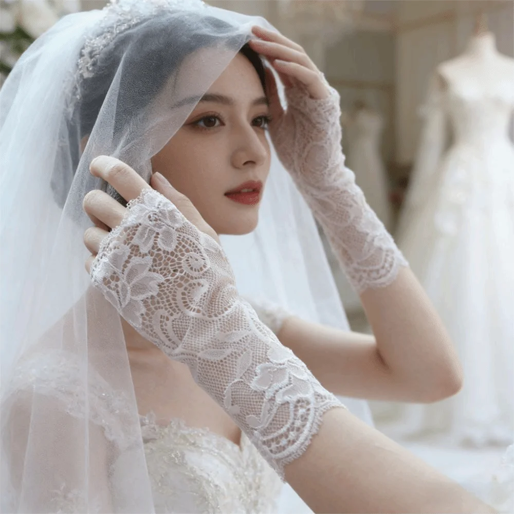 

Тонкие кружевные перчатки без пальцев, дышащие, модные, с защитой от солнца, для езды, 10/15/18/21 см, в готическом стиле